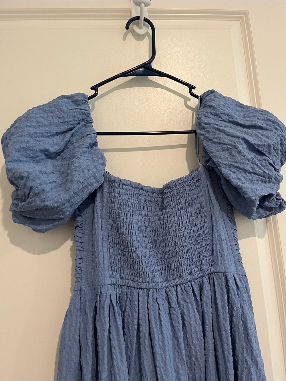 Abercrombie & Fitch Dusty Blue Puff-Sleeve Midi Dress - Picture 6 of 6